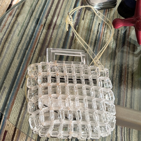 ZARA evening crystal bead bag clutch transparent handbag - Picture 5 of 8